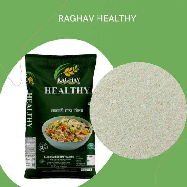 Raghunandan Rice - Raghav (Healthy Green) Wada Lachkari Kolam 30KG - Image 2